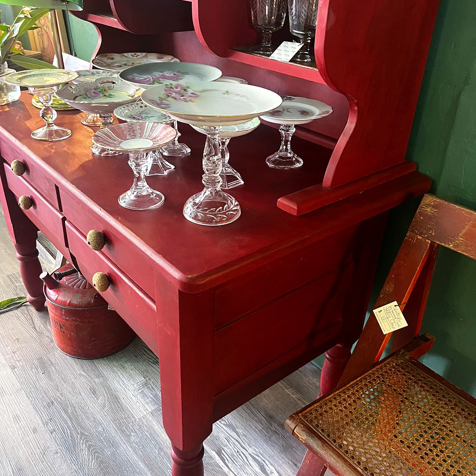 Thumbnail: Rustic Red Farmhouse Baker's Hutch / Cabinet