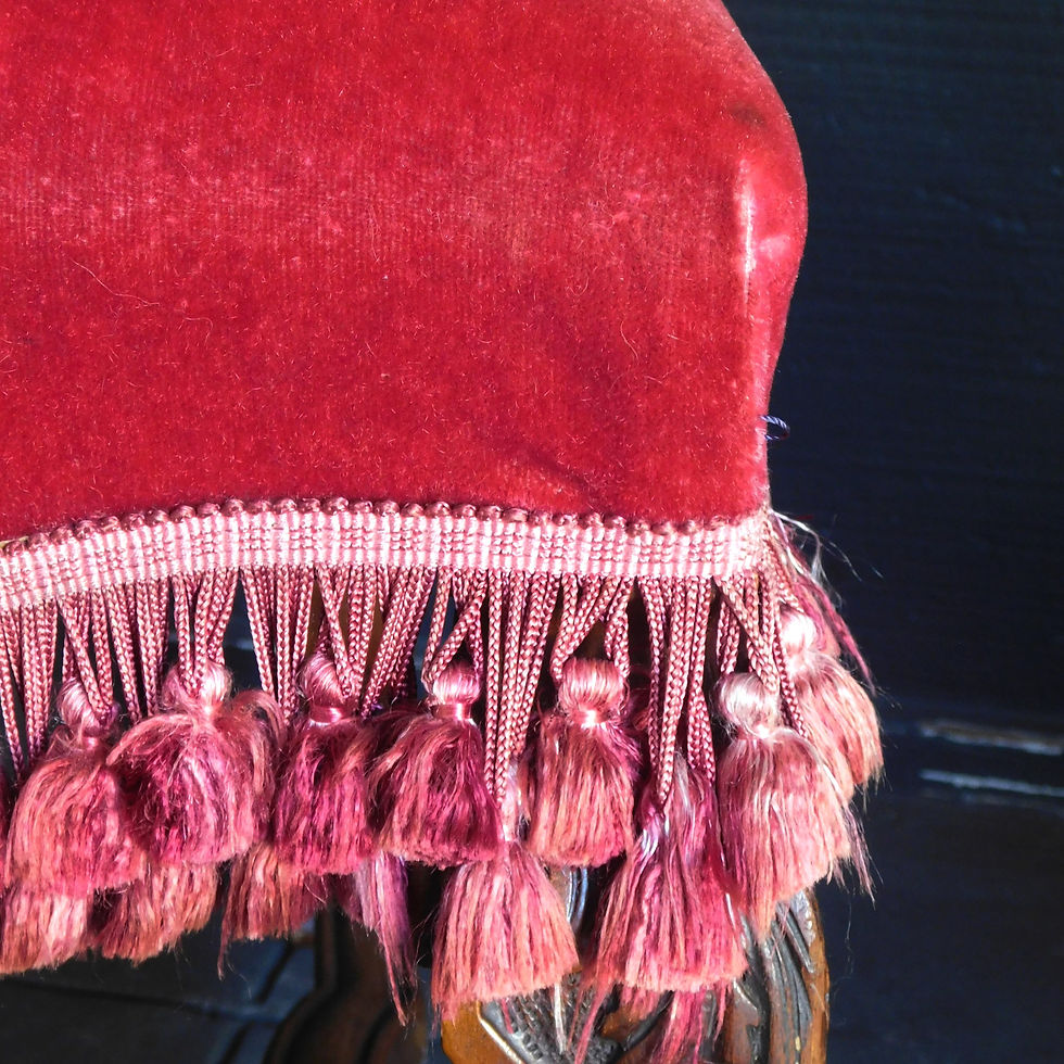 Thumbnail: Rouge Carved Side Chair With Mohair Fabric