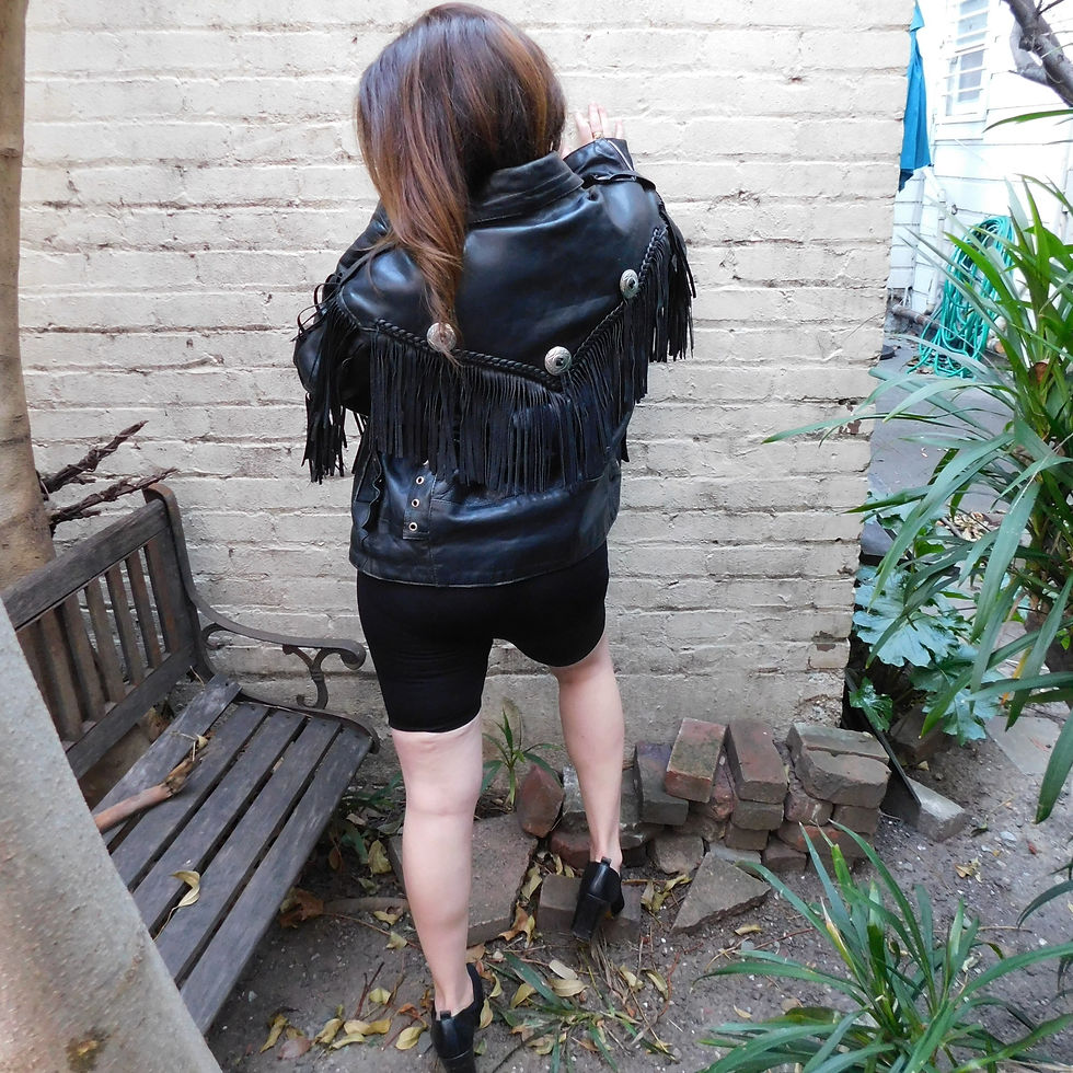 Thumbnail: Vintage Motorcycle Leather Fringe Jacket