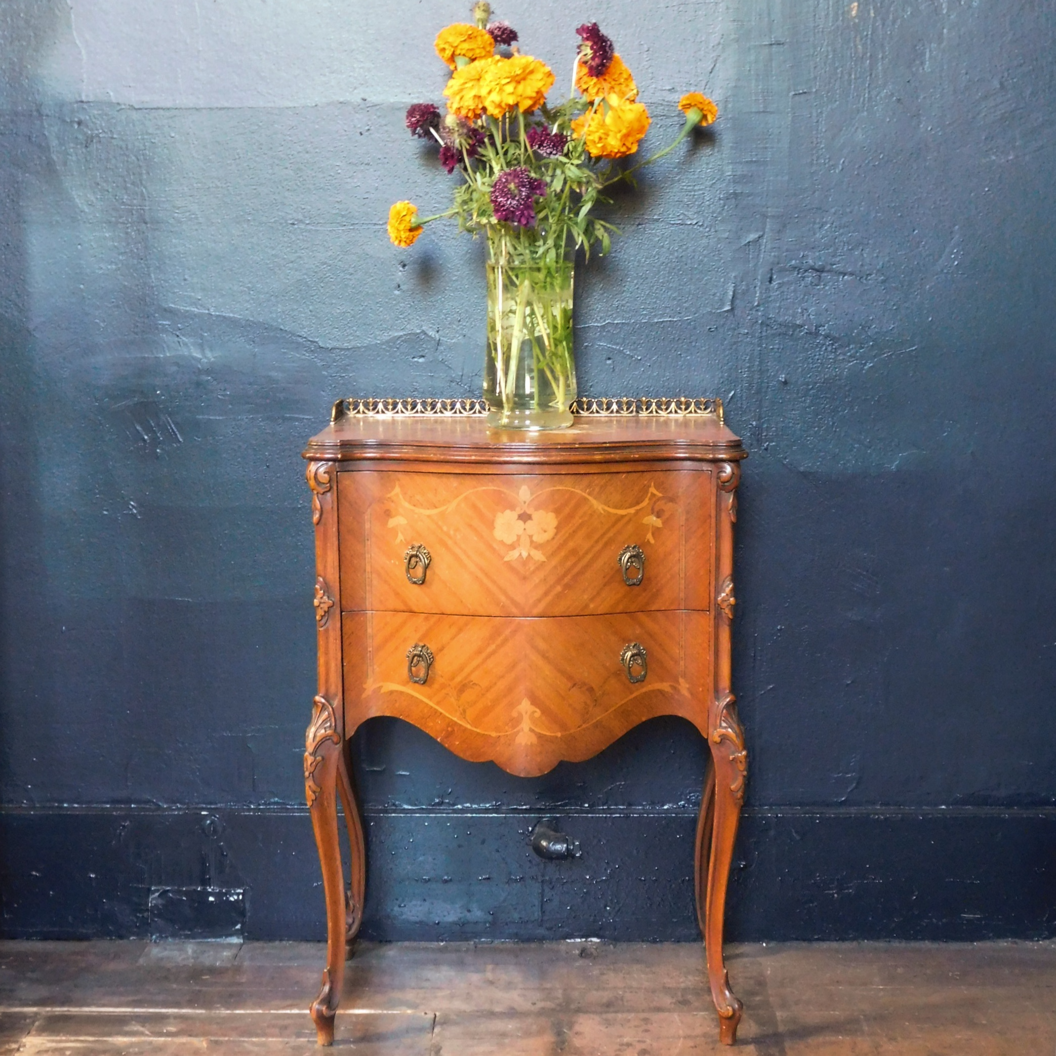 French Antique Inlay Nightstand / Side table