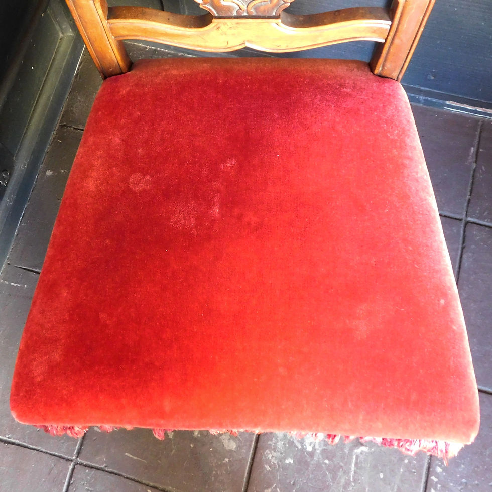 Thumbnail: Rouge Carved Side Chair With Mohair Fabric
