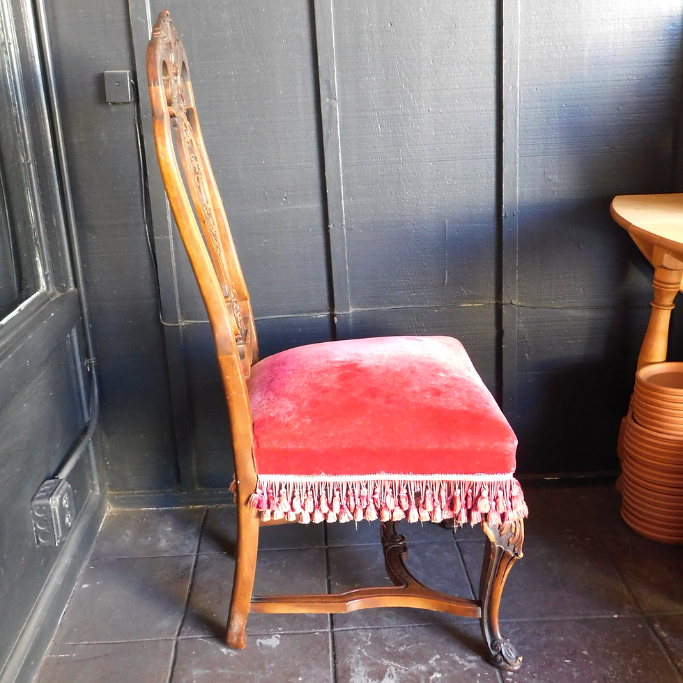 Thumbnail: Rouge Carved Side Chair With Mohair Fabric