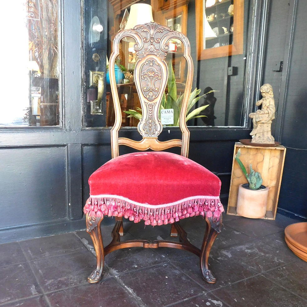 Thumbnail: Rouge Carved Side Chair With Mohair Fabric