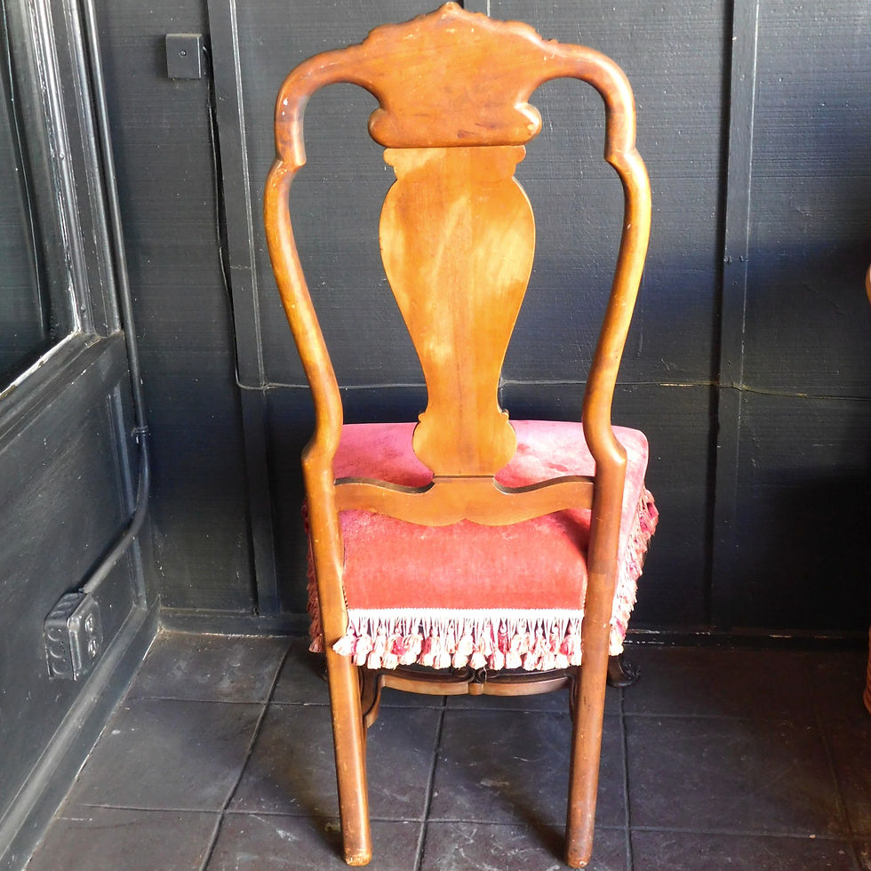 Thumbnail: Rouge Carved Side Chair With Mohair Fabric