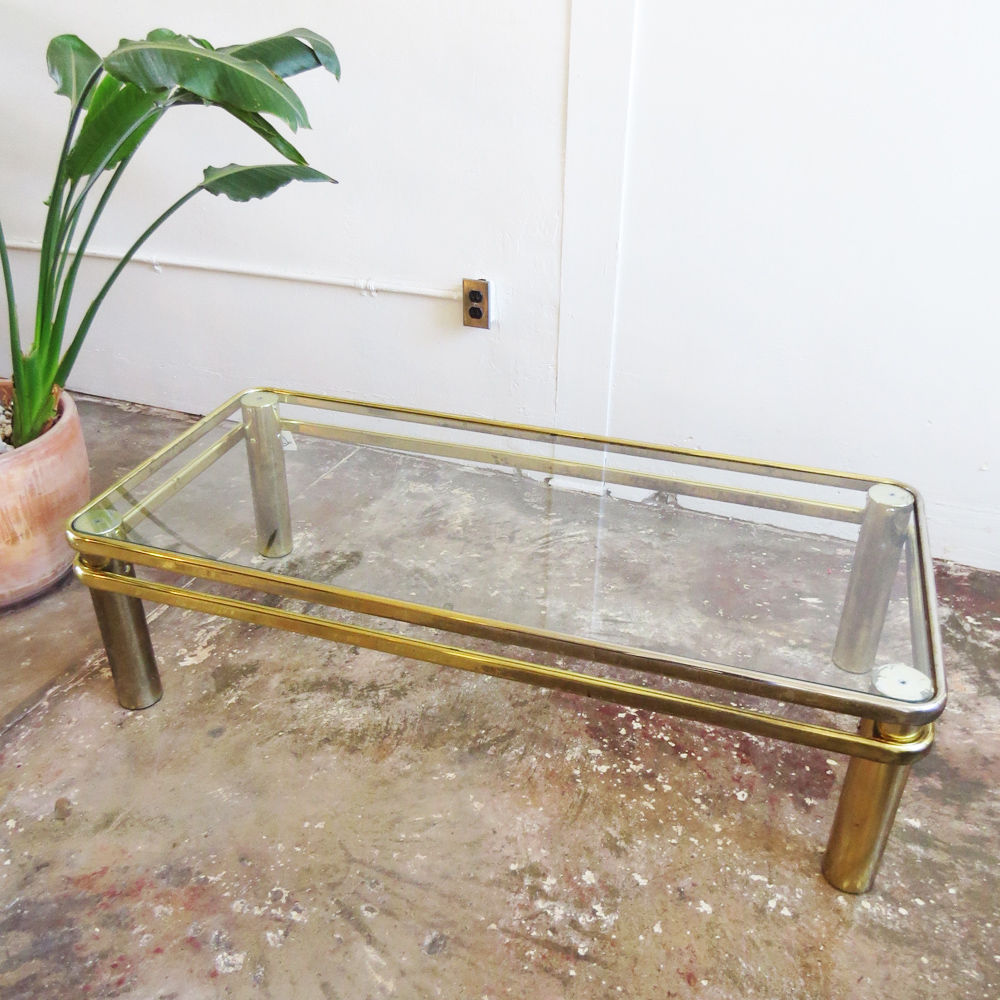 Art Deco Brass & Glass Coffee Table