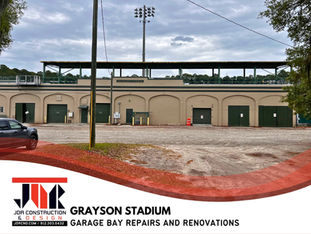 Repairs and renovations to the garage bays at historic Grayson Stadium for the Savannah Bananas by JDR Construction and Design Inc. 