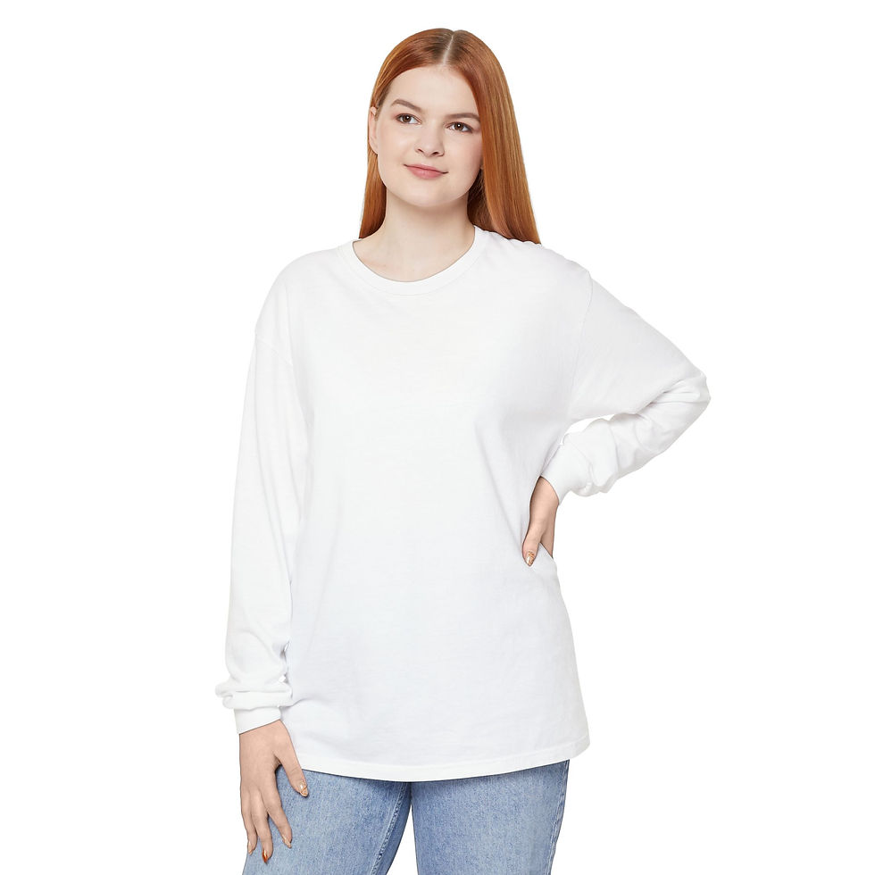 Thumbnail: Unisex Garment-dyed Long Sleeve T-Shirt, Azalea, White, Black, Pink