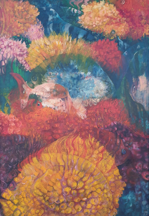 Textures astratte e colorate, simili a fiori o coralli vivaci.