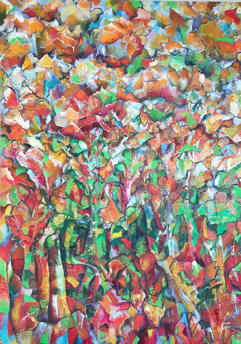 Bosco di coriandoli colorati e lucidi creano una trama astratta e vivace.