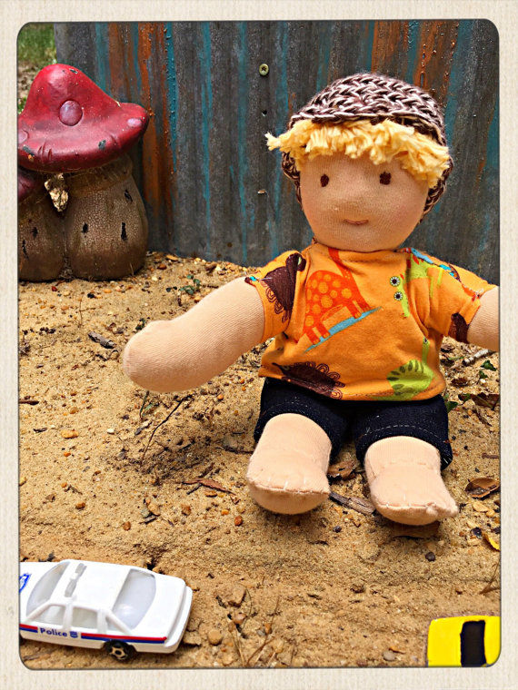 10" soft BOY doll ~ First Baby Doll ~ Totable ~ Pocket Waldorf doll