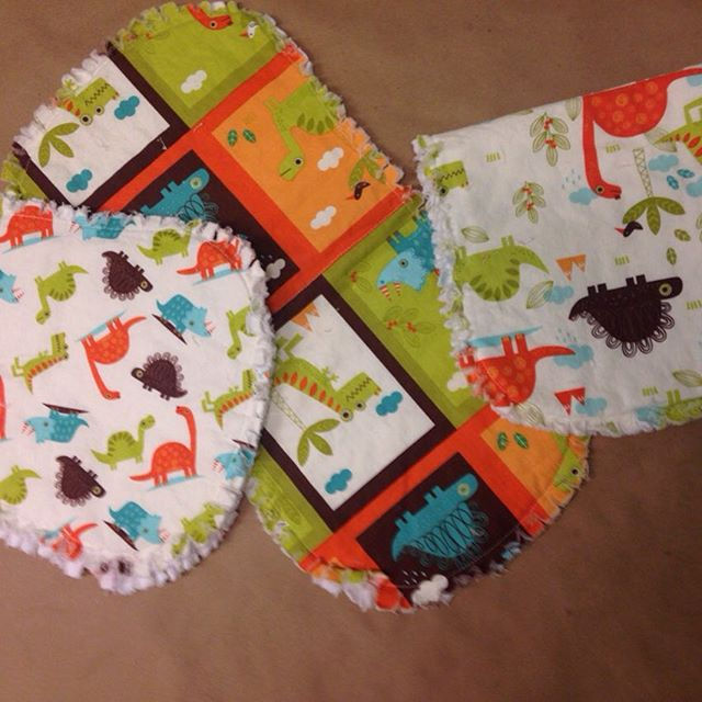 Printed, Rag Style Cotton Burp Cloths~Set of 3