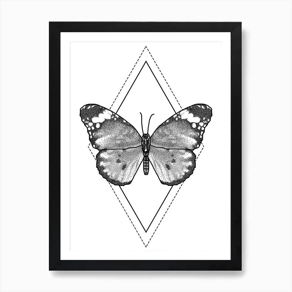 Thumbnail: A4 Gold Geometric Illustrative African Queen Butterfly
