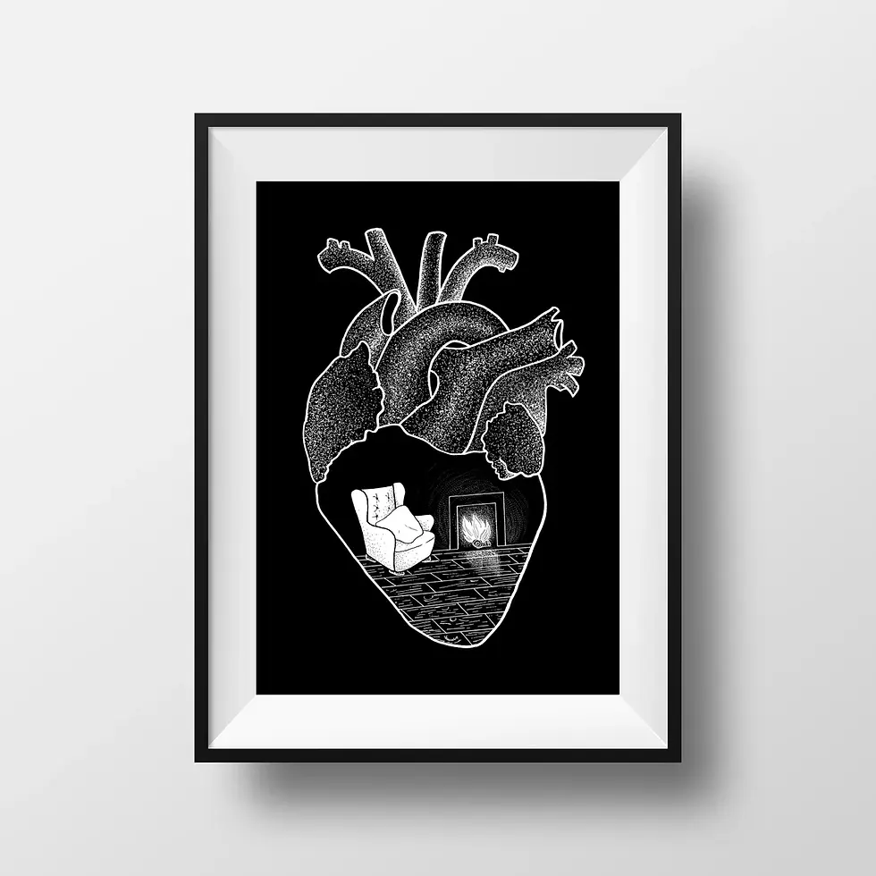 Thumbnail: A5 Home Is Where The Heart Is Print - BW