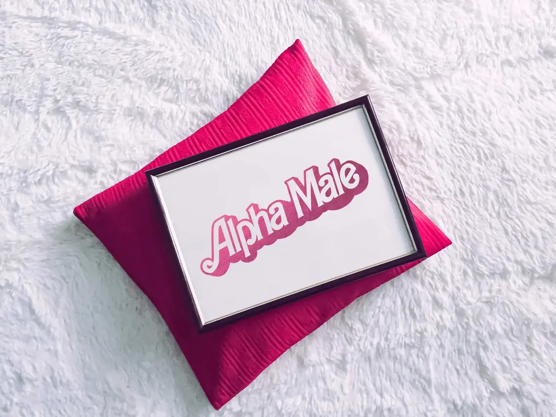 Alpha Male Print - Hot Pink Metallic