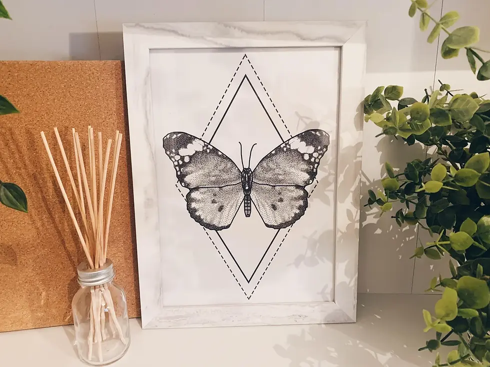 Thumbnail: A4 Gold Geometric Illustrative African Queen Butterfly