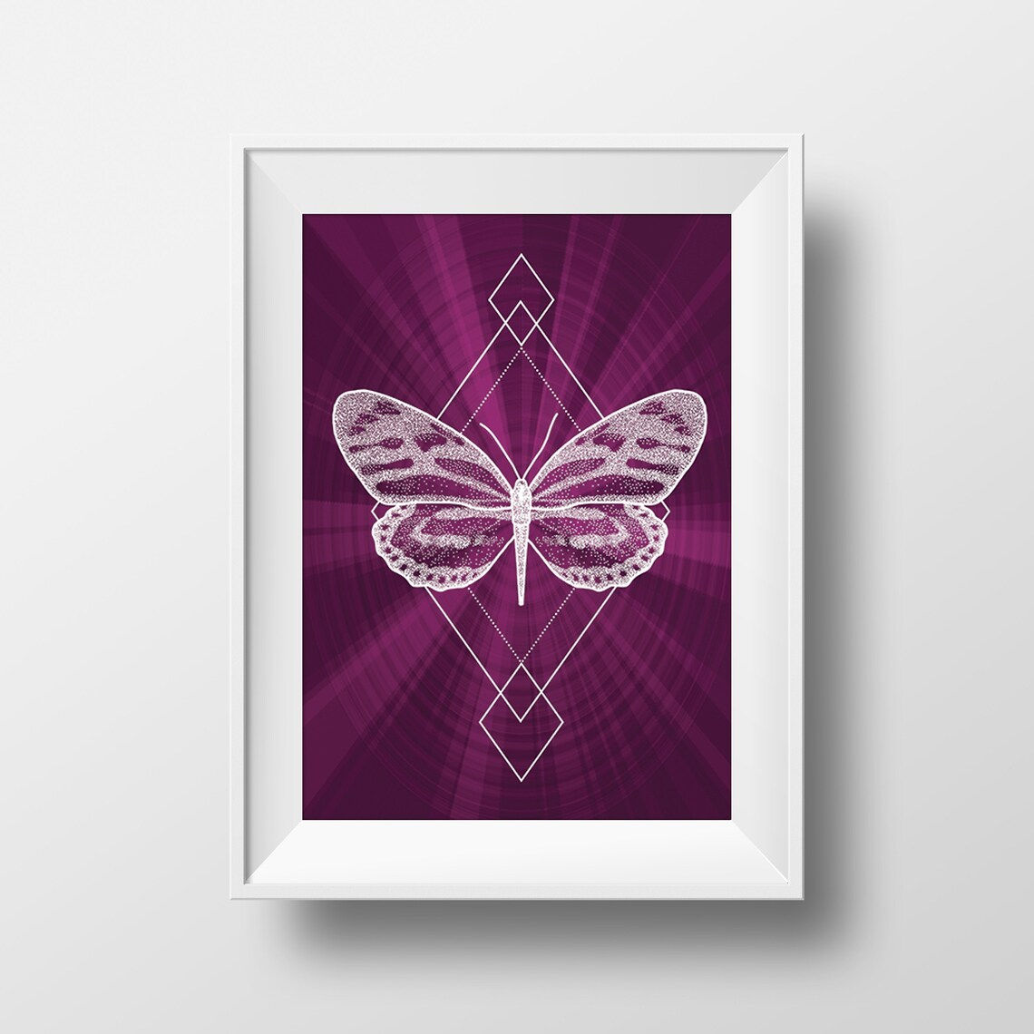 A6 Purple Geometric Butterfly Print