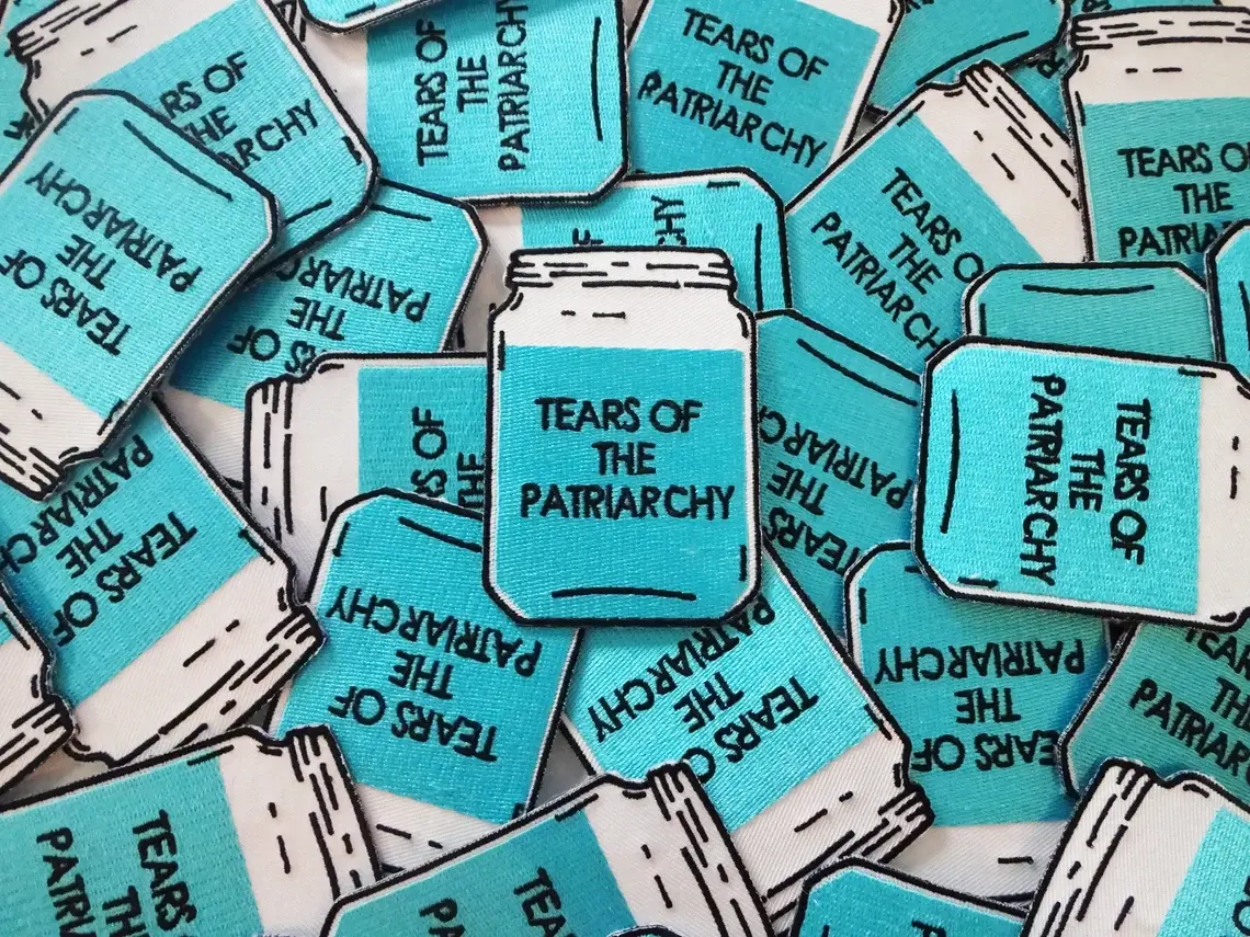 Embroidered Tears of The Patriarchy Patch - Blue
