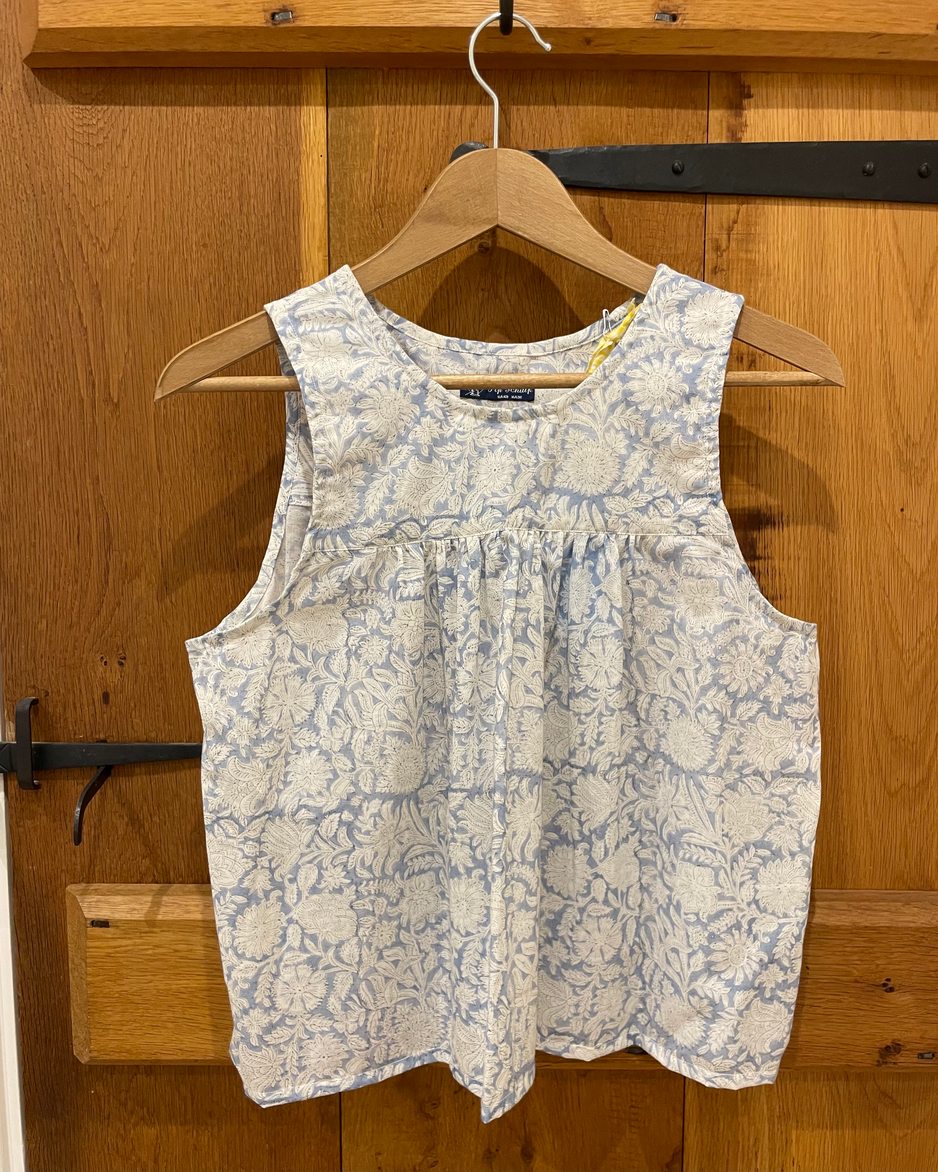 Blue Block Print Top