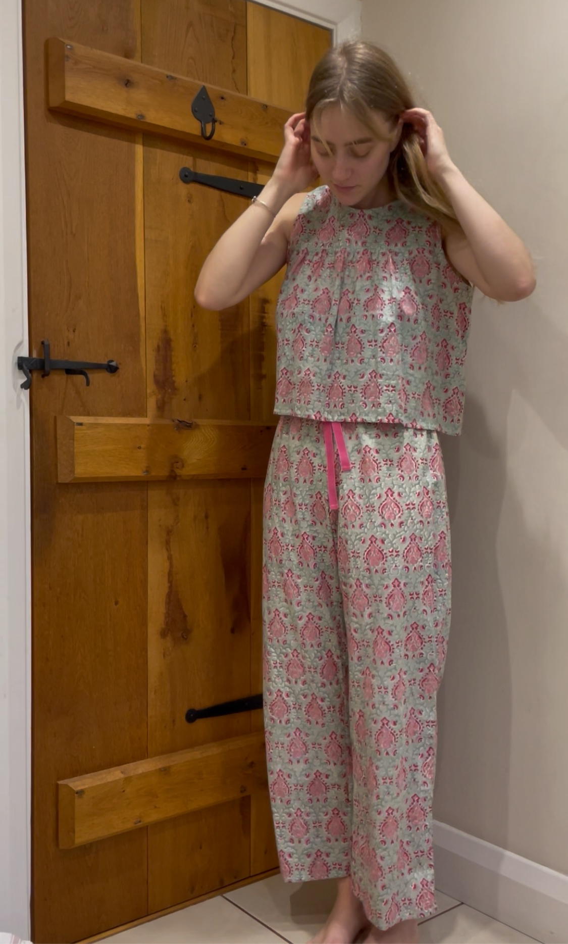 Turquoise Block Print Pyjama Trousers