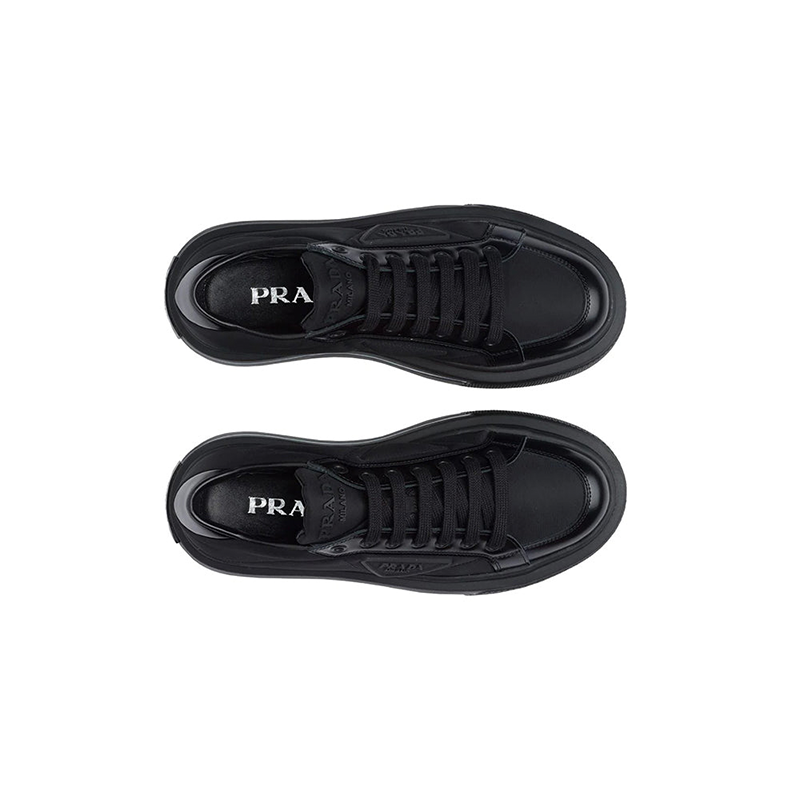 Black leather prada sneakers sales