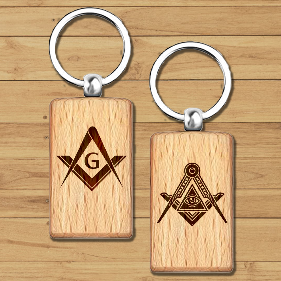 Laser Engraved Wooden Masonic Keyring