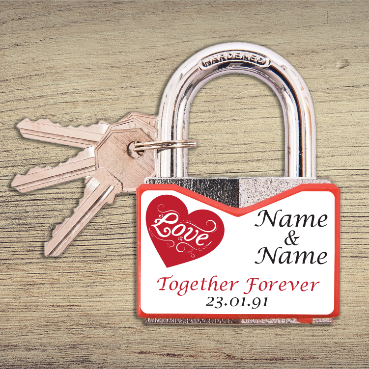 Thumbnail: Full colour print personalised 60mm love lock
