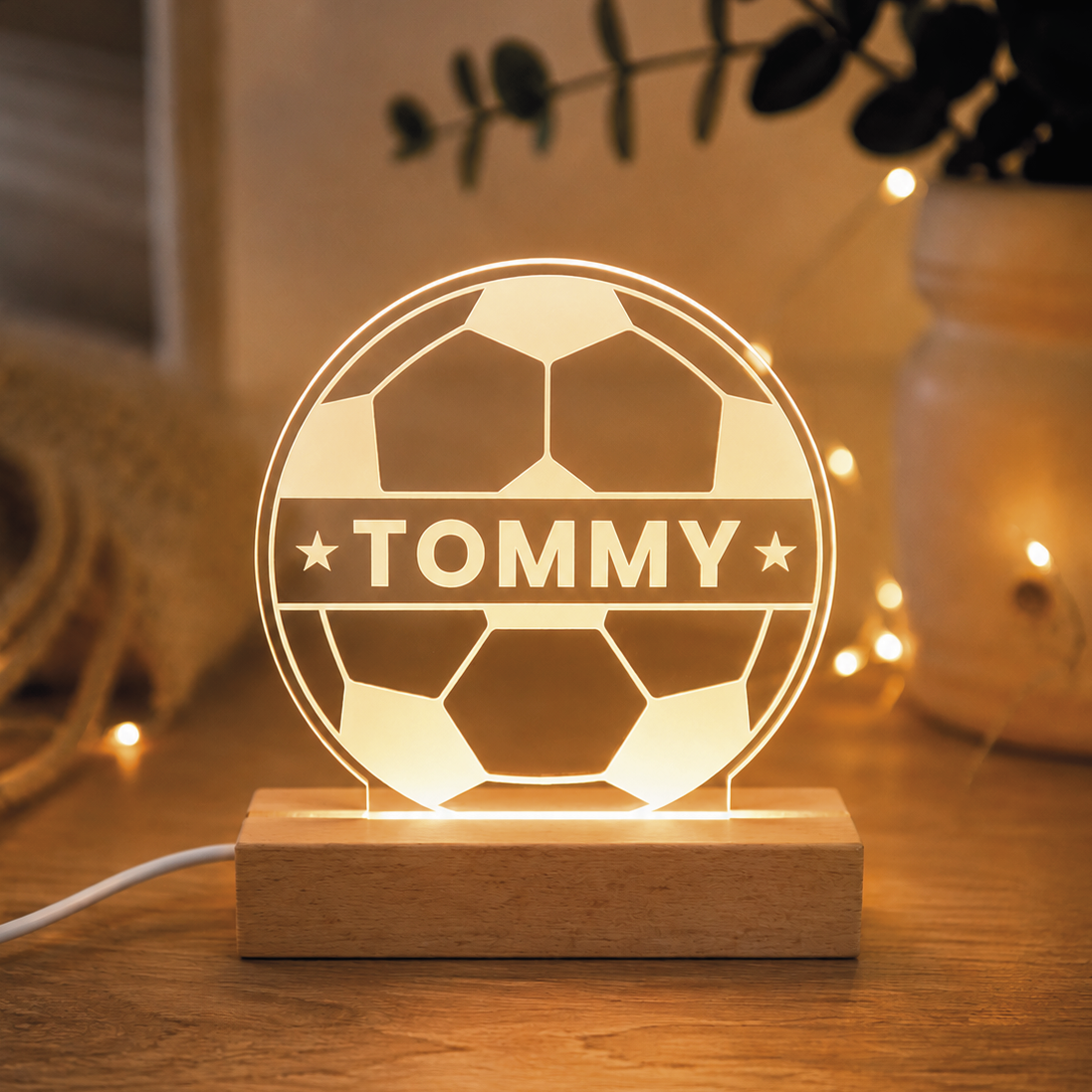 Football with Child's name light up LED Night Light