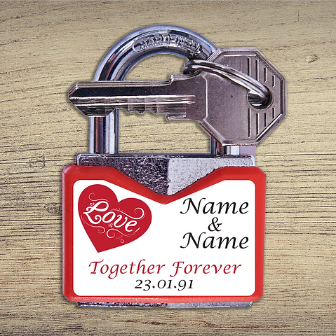 【絶版品】Love Last Forever / HashTag Lady Full colour print personalised 40mm love lock | Metal Memories