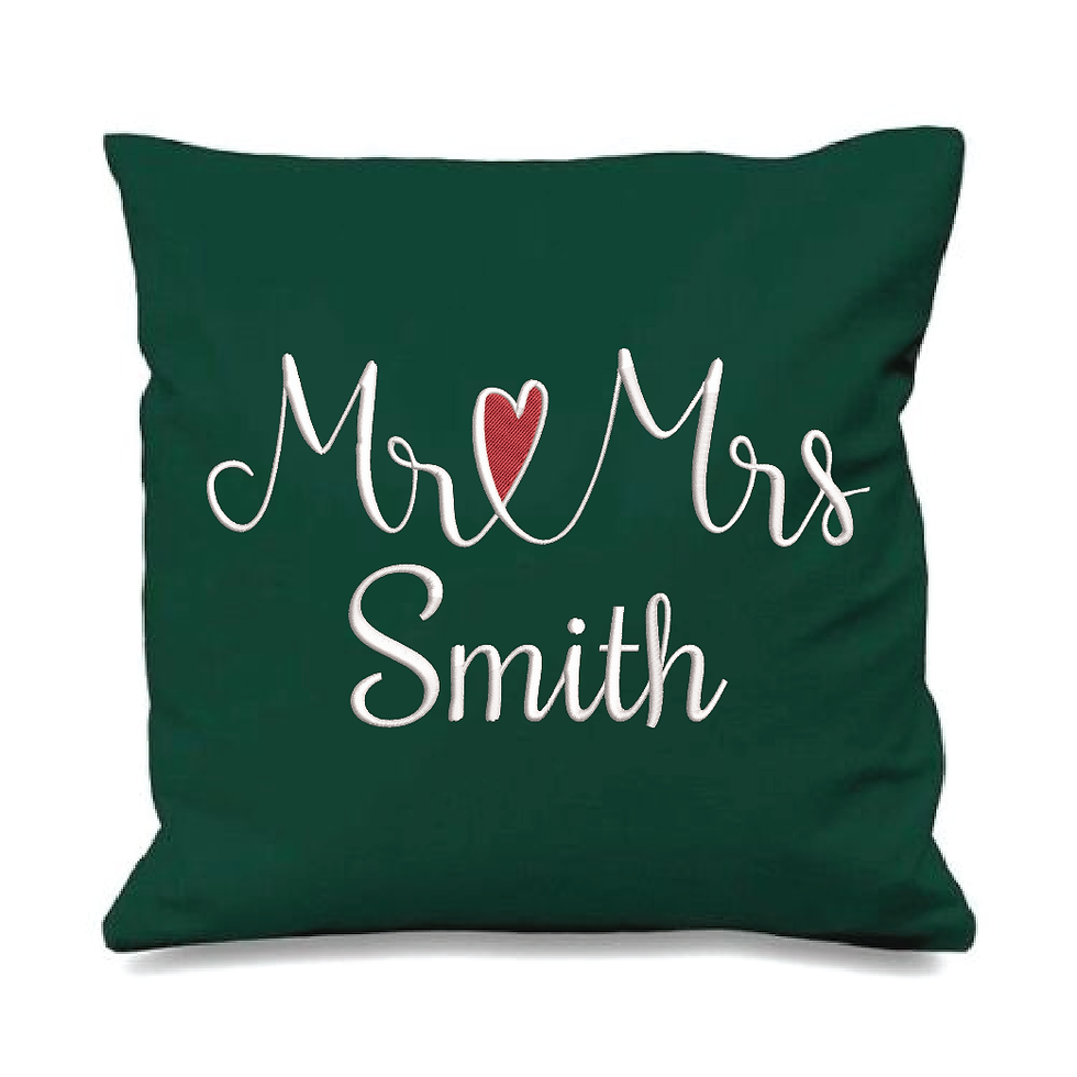 Thumbnail: Personalised Embroidered “Mr & Mr’s” Cushion Cover (Various Sizes & Colours)