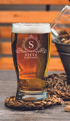 Personalised Engraved Tulip Beer Glass with Inital & Name