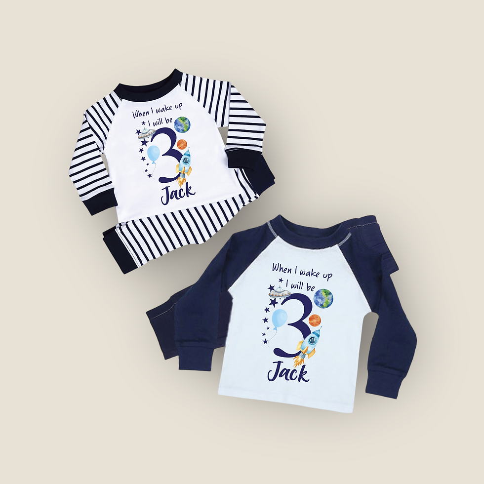 Thumbnail: Personalised Baby Toddler Pyjamas - When I Wake Up I'll Be 1 2 3 4 Birthday PJs
