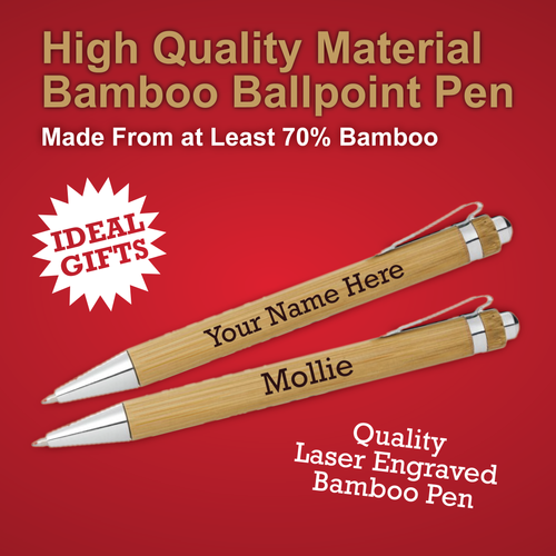 Personalised Laser Engraved Bamboo Pen | Metal Memories