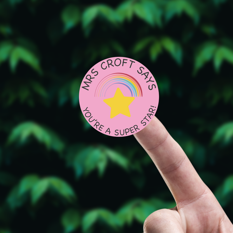 Thumbnail: 'Teacher Name Says' Praise Sticker | Multiple Sizes & Colours