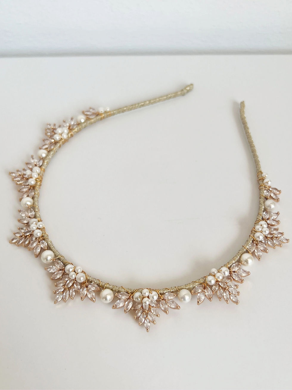 Thumbnail: crystal bridal crown on mannequin detail view