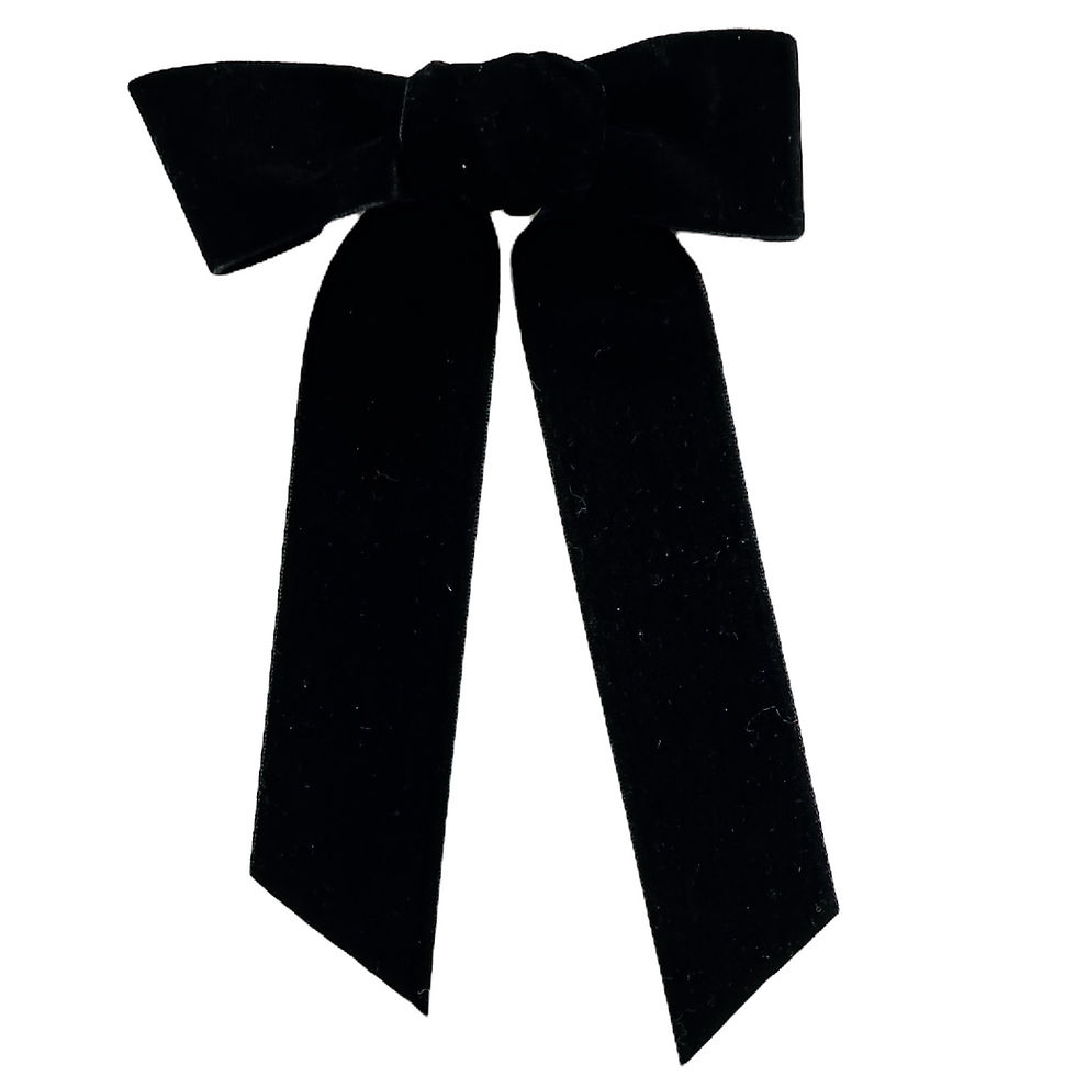Thumbnail: top view of black velvet hair bow