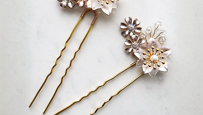 FLEUR | Swarovski Pearl Floral Hair Pins