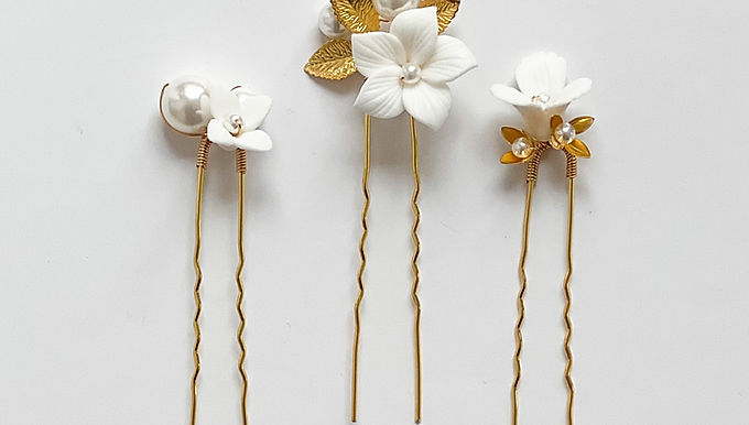 ESME | Floral Ceramic Bridal Hair Pins