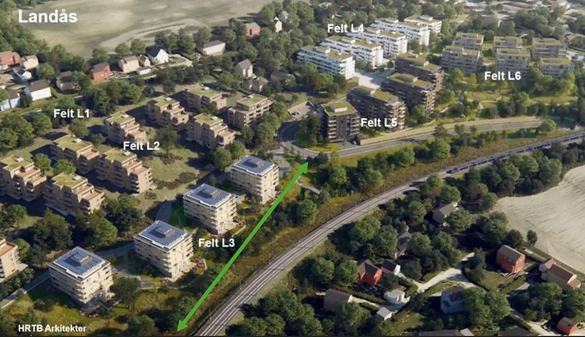 Foto: HRTB Arkitekter, med inntegnet grønn markør