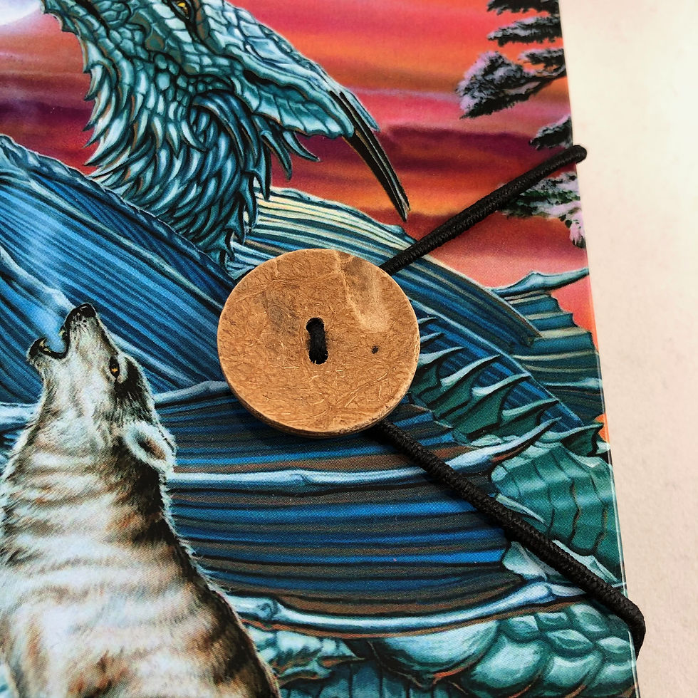 Thumbnail: Handmade Journal - Dragon and Wolf