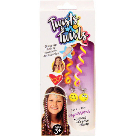 Twists & twirls 2 hair twist with 2 charms pack