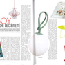 Bolleke in exterieurs, Frans magazine. Bolleke is an indoor and outdoor lighting designed by Dutch designer Nathalie Schellekens, from Studio ONS for Fatboy the Original. Bolleke is an iconic light, internationally renowned.