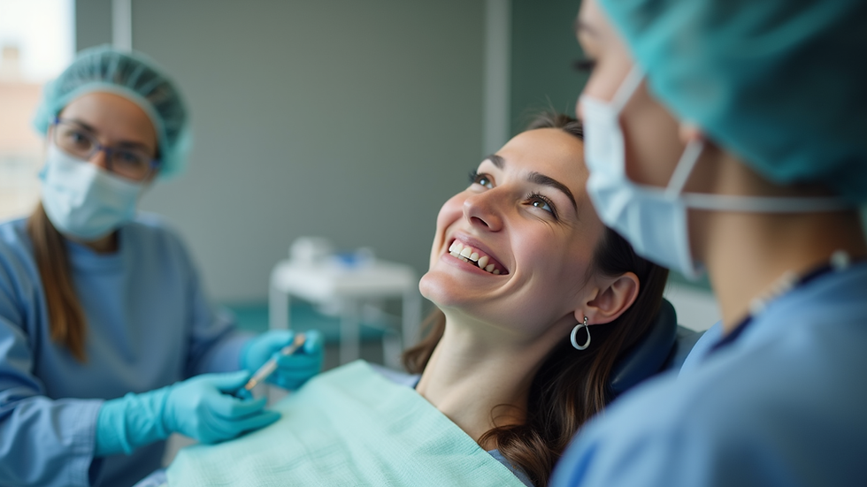 Close-up view of a patient smiling after a successful treatment