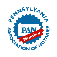 alt="Pennsylvania notary membership logo, symbolizing professional customer service and notary tools."