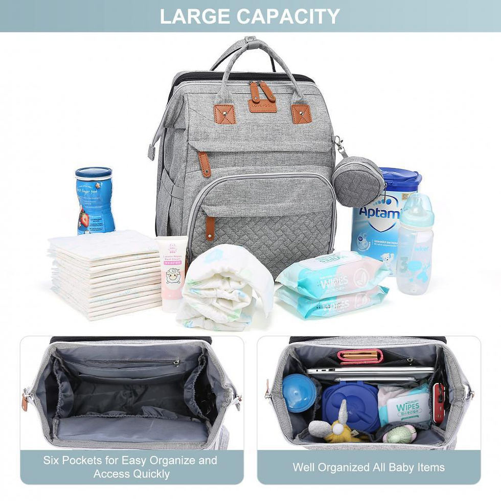 Thumbnail: Multifunctional Bed Diaper Backpack Baby Girl Boy Nappy Changing Bag Large Capac