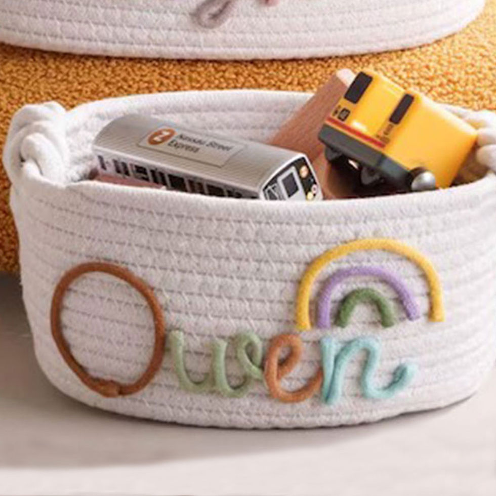 Thumbnail: 1pc Personalized Letter Handmade Cotton Rope Storage Basket, Party Gift Basket, 