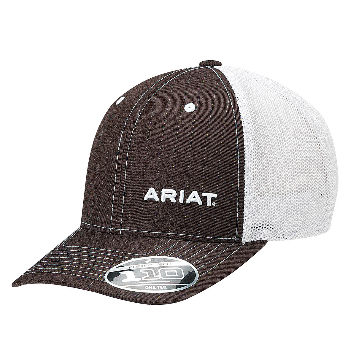 Men's FlexFit Brown Pinstripe Medium-High Cap by Ariat - 1597902