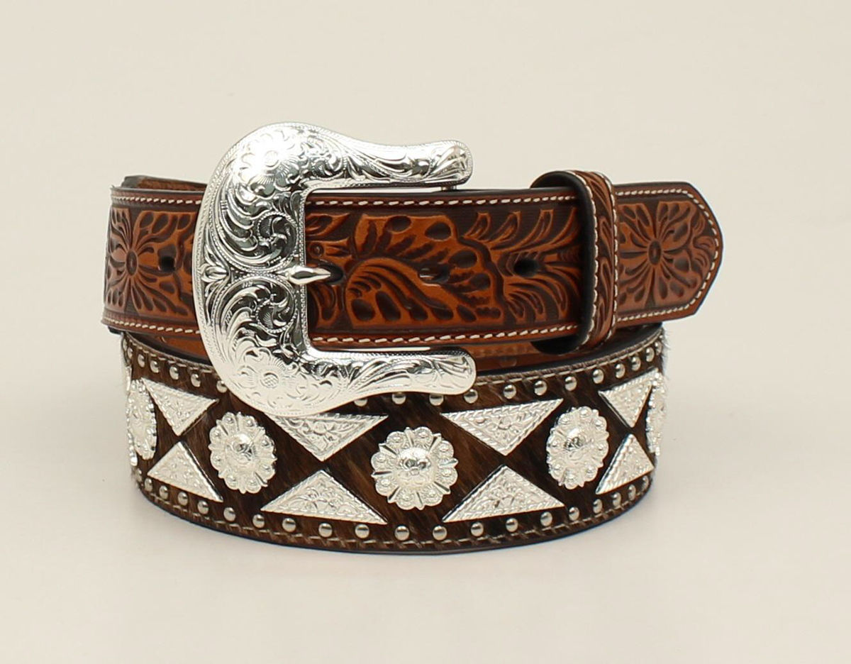 Ariat Mens Western Belt - Tan Calf Hair - 1 3/4 tapered to 1 1 /2" - A1023808