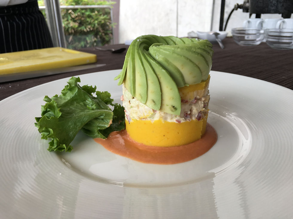 Causa, prato no restaurante do Museu do Larco em Lima, Peru