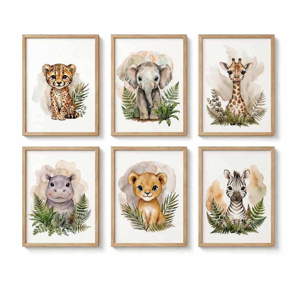 Watercolour Baby Animals Safari Collection | Nursery Artwork Prints