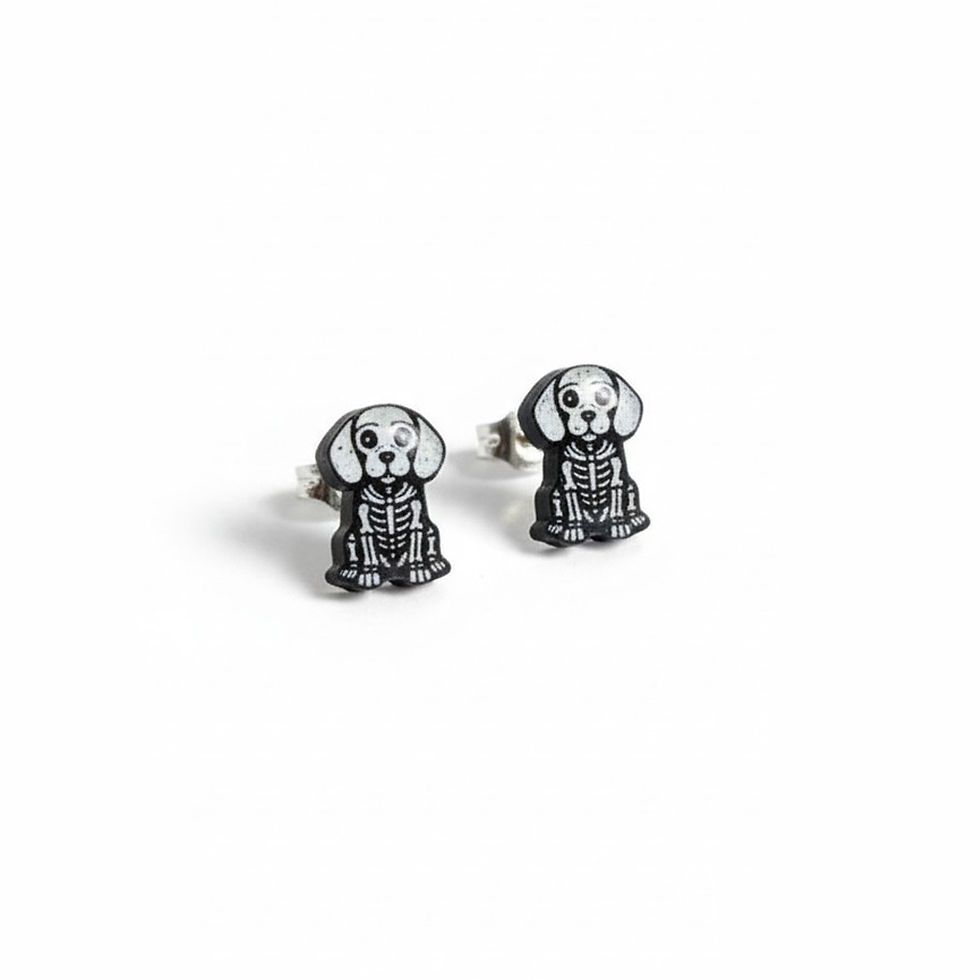 ๐ Beagles & Bones Dog Skeleton Studs Handcrafted Earrings ๐ฆด